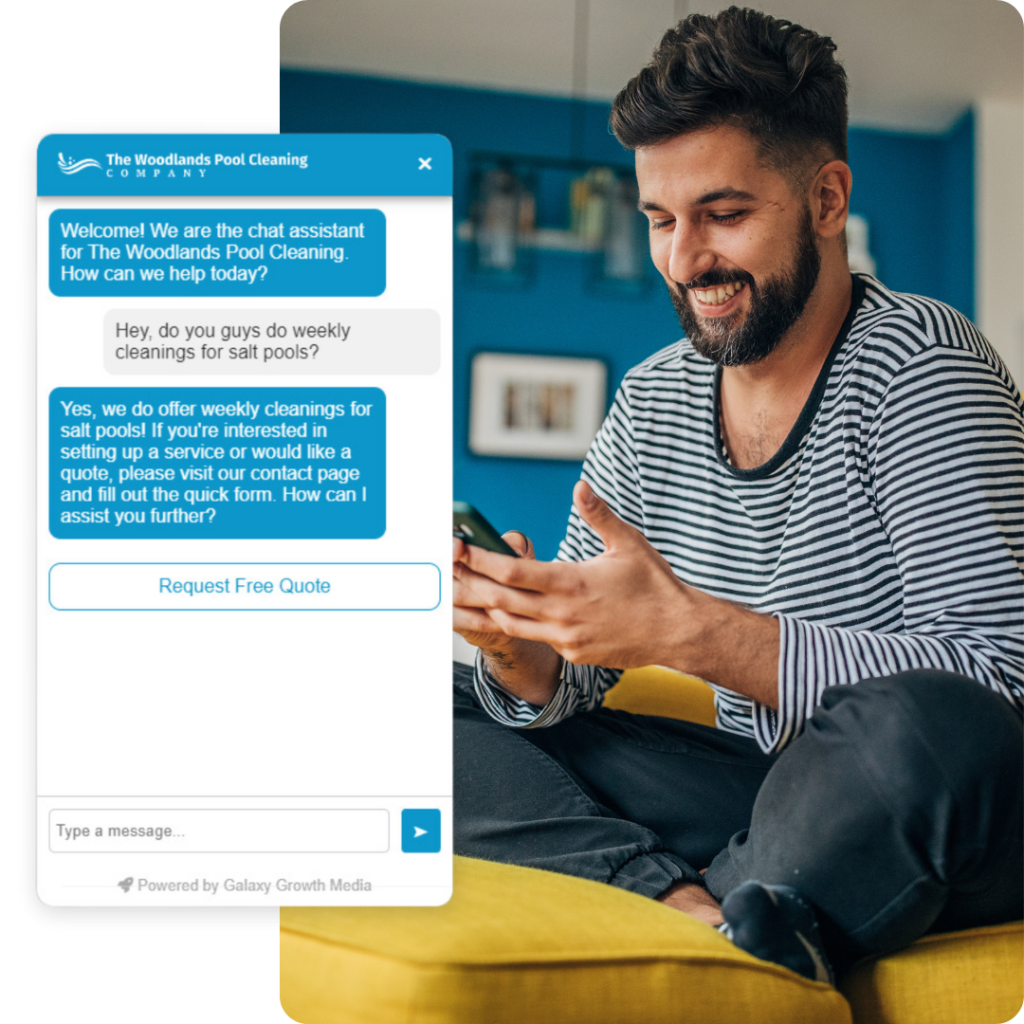 happy man using galaxychat ai chat galaxy growth media